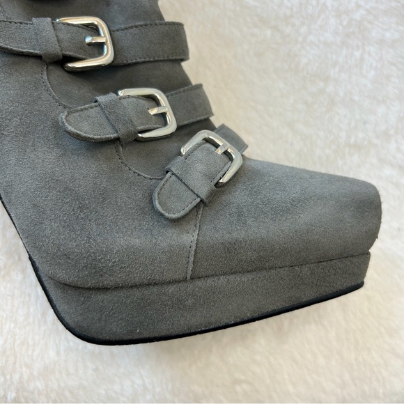 Stuart Weitzman Gray Suede Military Style Boots - Picture 6 of 13